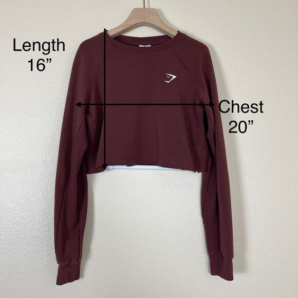 Gymshark Women's Size M Brown Training Cropped Crewneck Sweater Athleisure Yoga - Picture 3 of 14